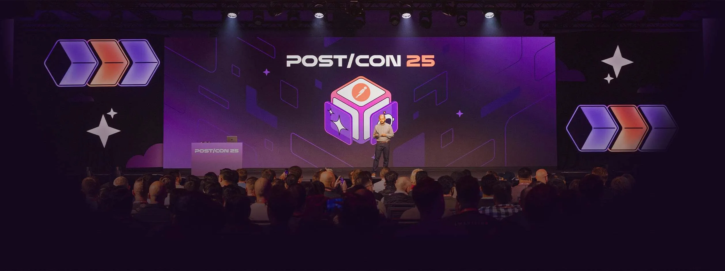 Abhinav Asthana on the keynote stage at POST/CON.